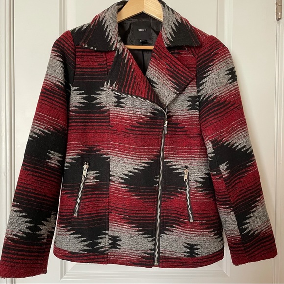 Forever 21 Tribal Print Pea Coat - Picture 1 of 5